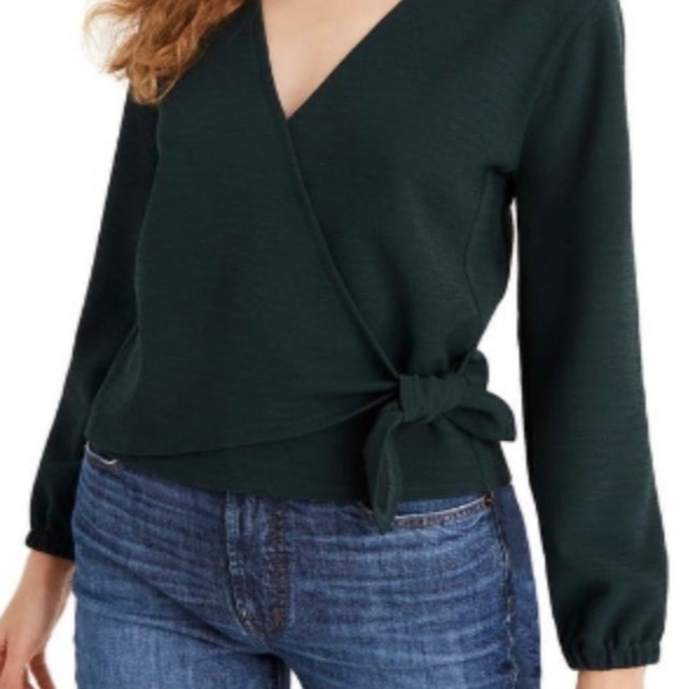 Madewell Dark Green Wrap Top